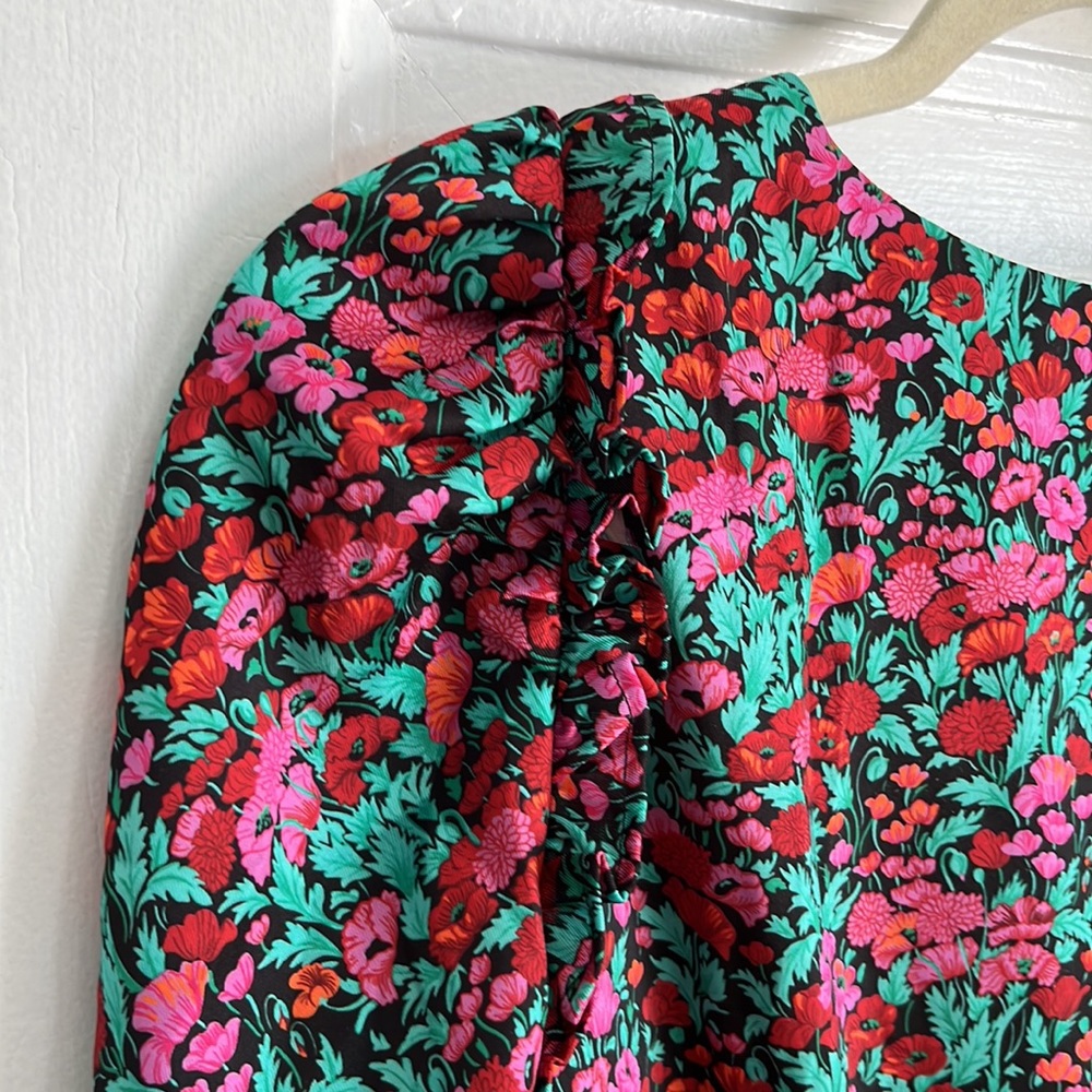 J.Crew Collection Drapey Puff-Sleeve Dress in Ratti Red Blooms - Picture 13 of 15